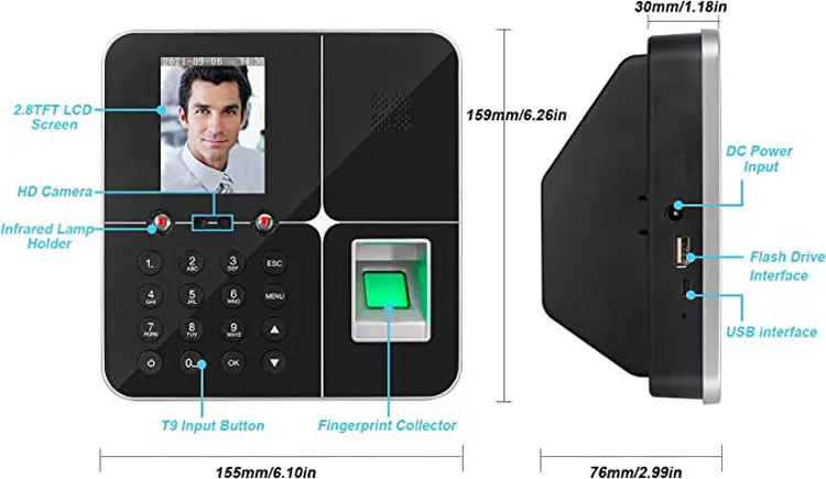 Professional Biometric Face Recognition Attendance Machine F18 Time Attendance