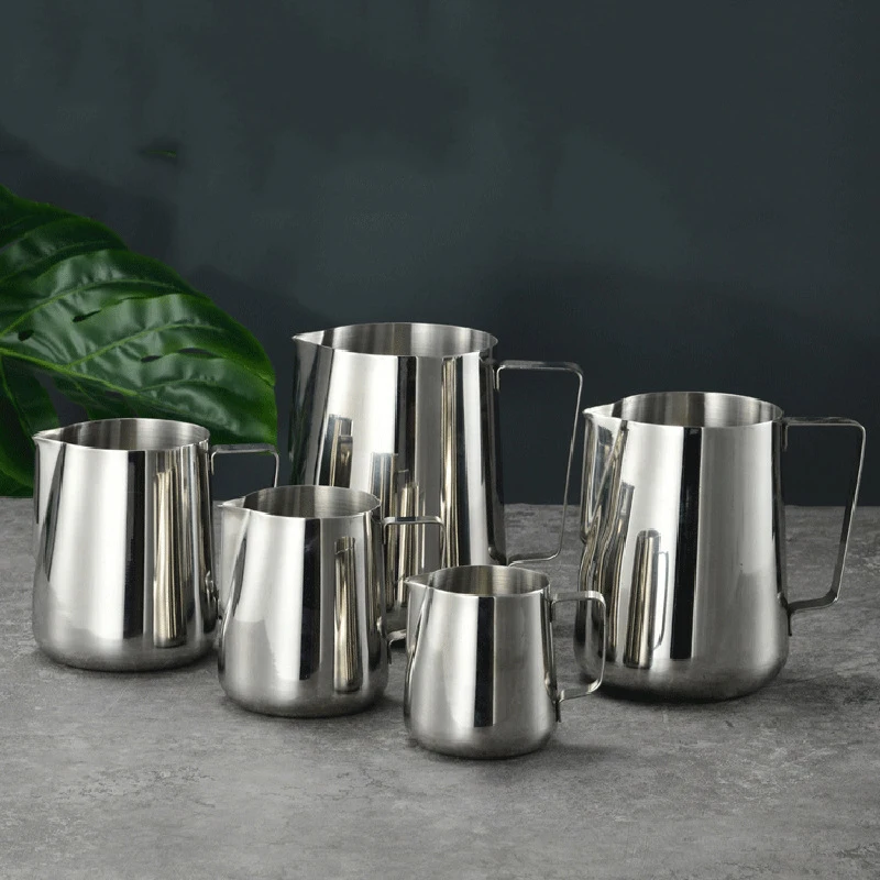 Custom Logo Barista 350ml 600ml Milk Frothing Pitcher Espresso Steaming Mini Milk Frother Jug Pot Stainless Steel Milk Jug Cup