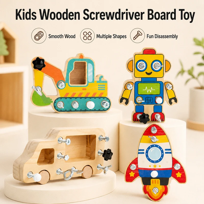 Wholesale Kids Wooden Screwdriver Board Toy STEM Montessori Busy Board Screw Driver Set Fine Motor Educational Toy OEM ODM