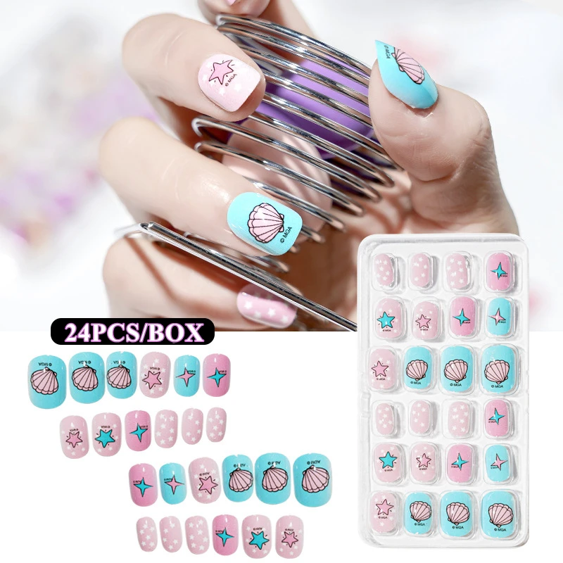Cartoon Pattern Design Short Nails Artificial Square Press On Nails For Kids Colorful Children Fake Nail Tips With Pre Glue Buy Fake Nail Tips Press On Nails For Kids Design Short Nails Artificial Product