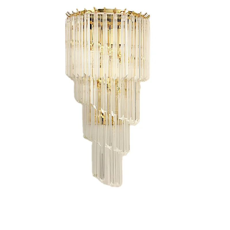 MEEROSEE Post modern high grade creative gold crystal wall lamp for living room villa hotel Spiral Crystal Wall Sconce MD86787