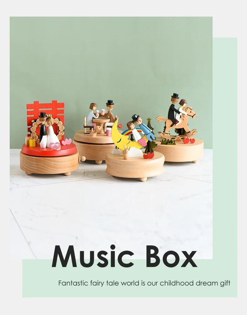 Wholesale Hot Selling Sweet Love Wedding Custom Clockwork Wooden