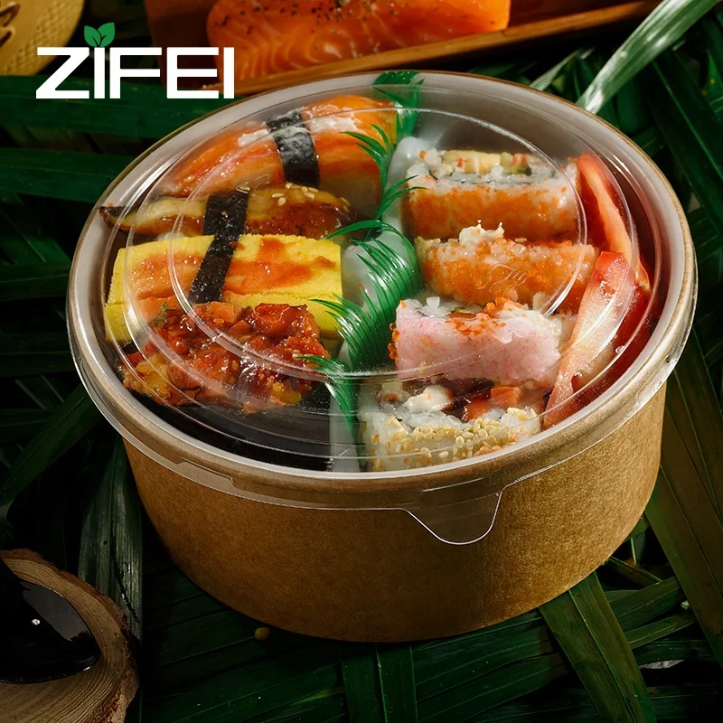 Paper Bowl With Paper Lid Microwave Safe Disposable Food Kraft Paper Bowls With Lids For Take Away