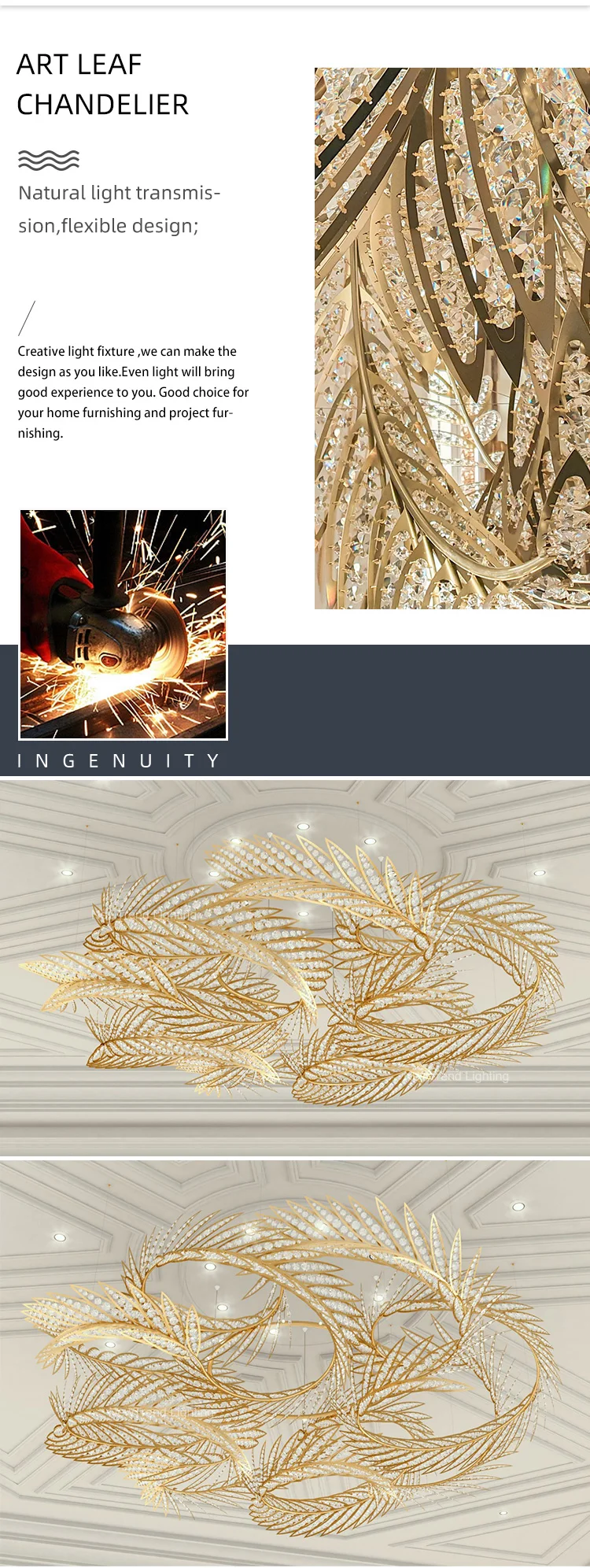 cpl 311 new product indoor decoration ceiling lighting villa hall hotel lobby led chandelier-1