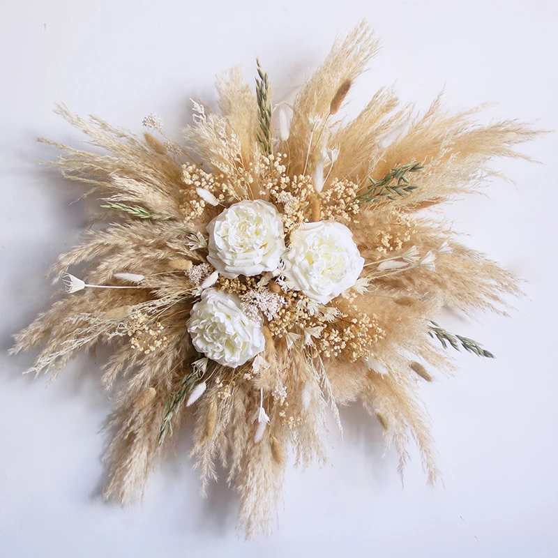 Hagning Diy Dried Flowers Boho Wedding Backdrop Decor Pampas Grass Wall Floral Arrangement Set Rustic Boho Fall Pampas supplier