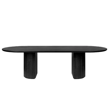 lande high quality ripple shape modern oak long natural oval wooden legs solid modern wood dining table
