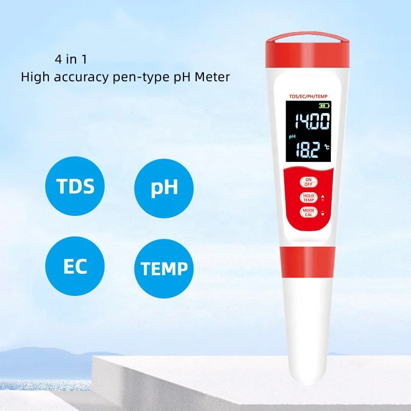 4 in 1 Digital Portable Liquid Temperature Tds ph and Conductivity Meter Competitive Price