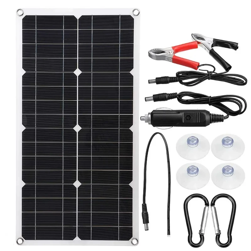 12V Monocrystalline Flexible Solar Trickle Portable Power Panel 19% Efficiency 50W Max Car Battery Charger Waterproof Solar