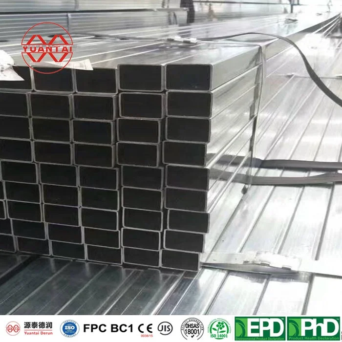 Structure Zinc Coated GI Tube square Hollow Galvanized Welded Steel Pipe Metal Rectangular Tube Price Galvanized square Tube