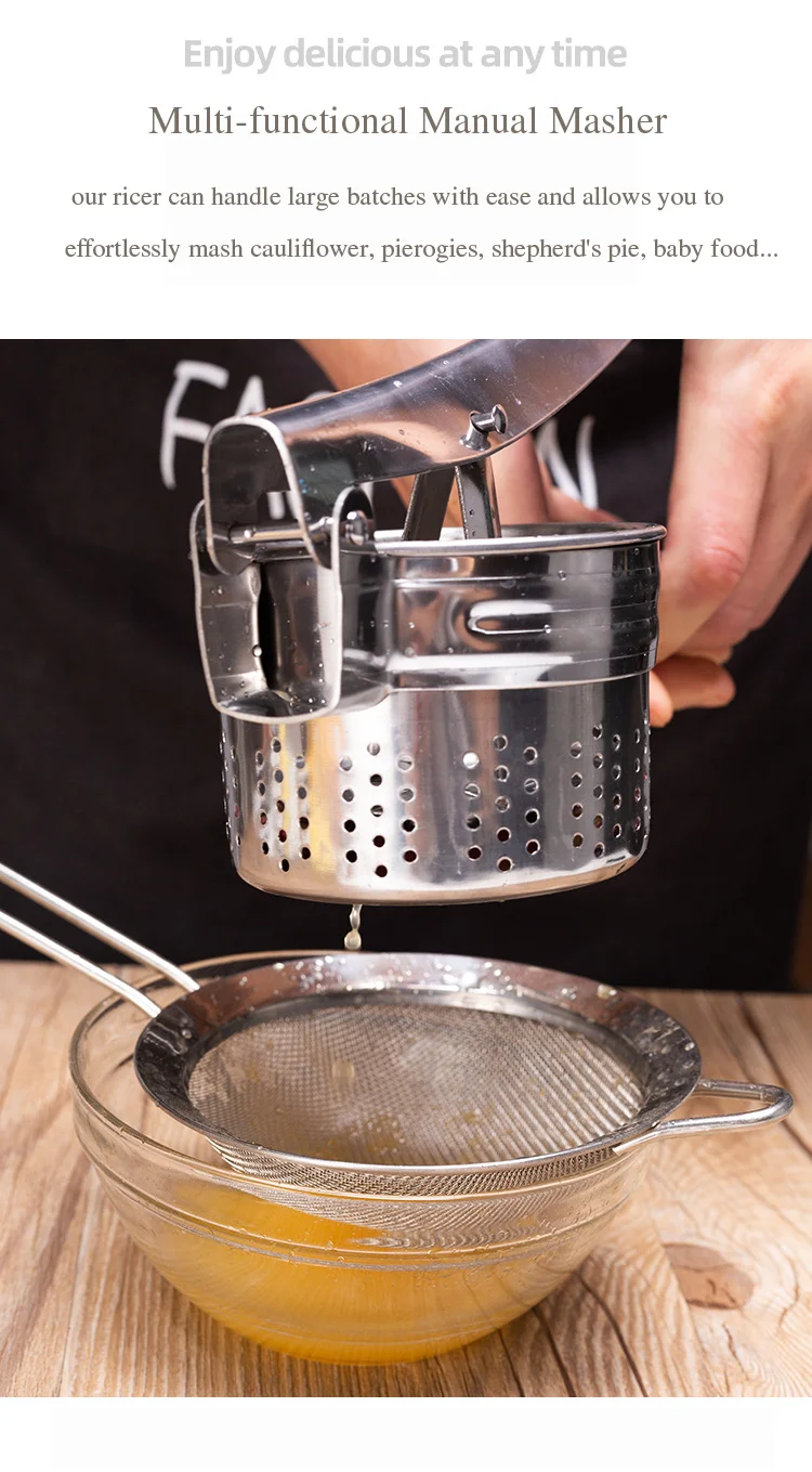 Heavy Duty Stainless Steel Potato Masher And Ricer Kitchen Tool Press