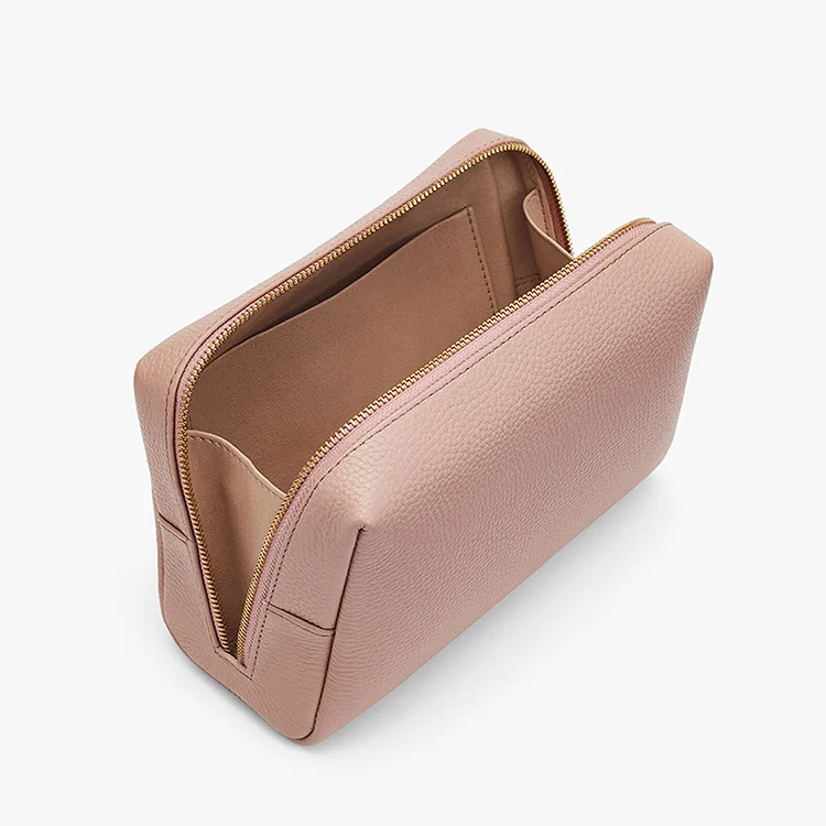 China Custom Saffiano Leather Women Zip Small Makeup Pouch Cosmetic Case  Supplier Manufacture and Factory