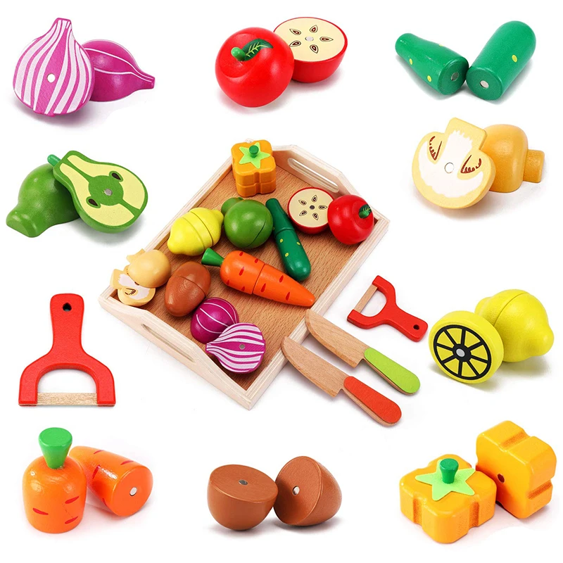 giocattoli di legno cibo per bambini cucina-giocare cibo taglio frutta e  verdura set magnetico verdura frutta taglio giocattoli in legno