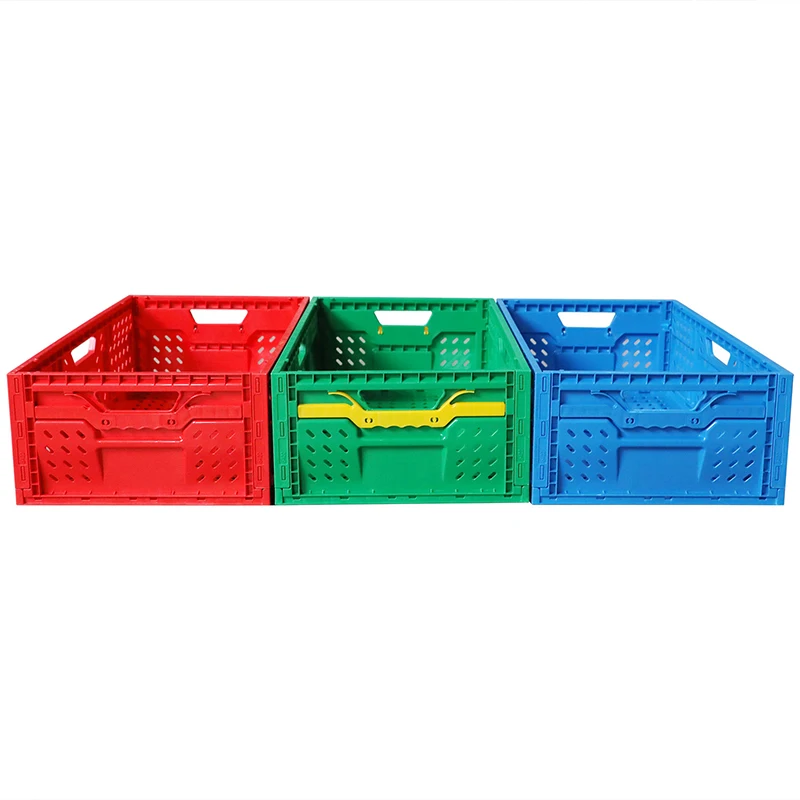 High-quality Green Mesh Storage Folding Box Agriculture Plastic Vented Foldable Crate for Vegetable and Fruit