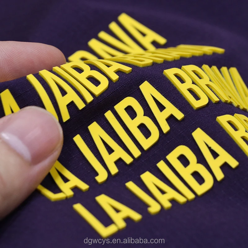 Factory Screen Print Garment Labels Maker Custom Rubber 3D Raised Logo Silicone Heat Transfer Stickers for T Shirt
