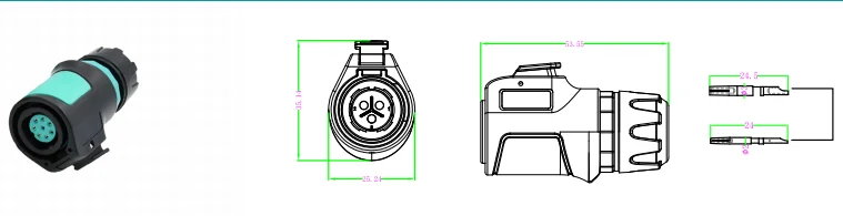 Industrial Assembled Waterproof Circular Connector K16 Female 5 Pin 6P