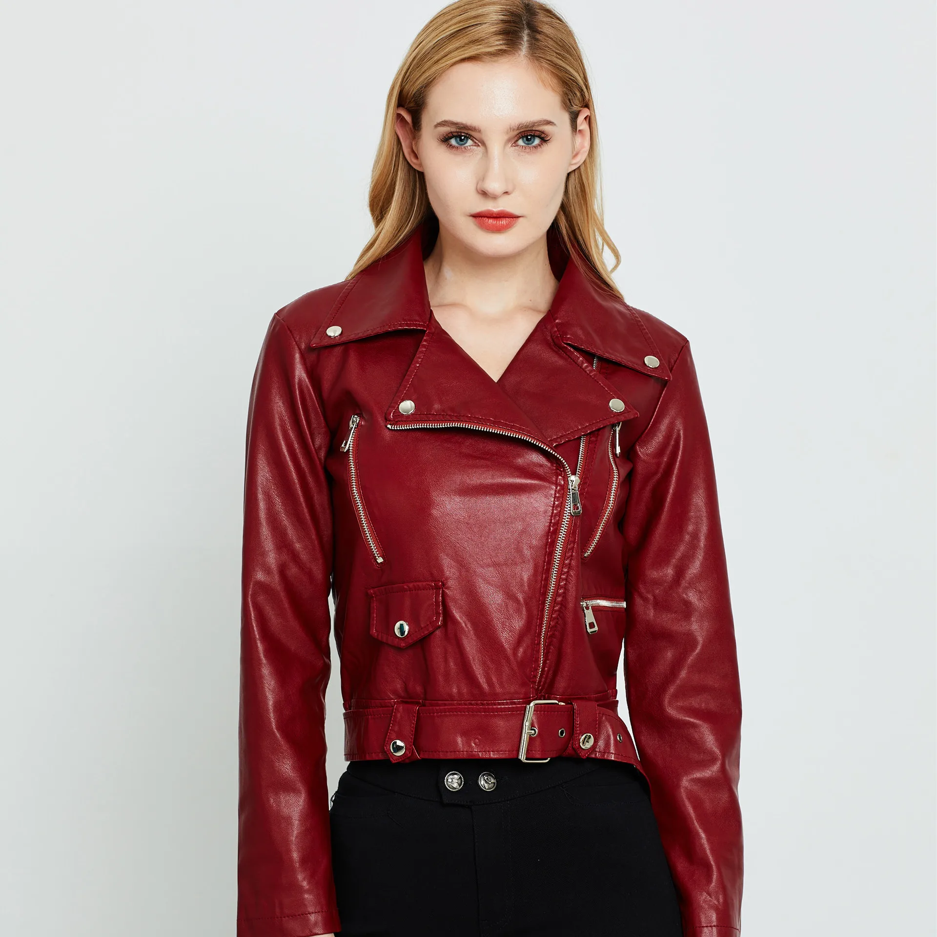 Popular oversized jacket European and American women's leather jacket Short Jacket Women's new stock trend_voghion.com
