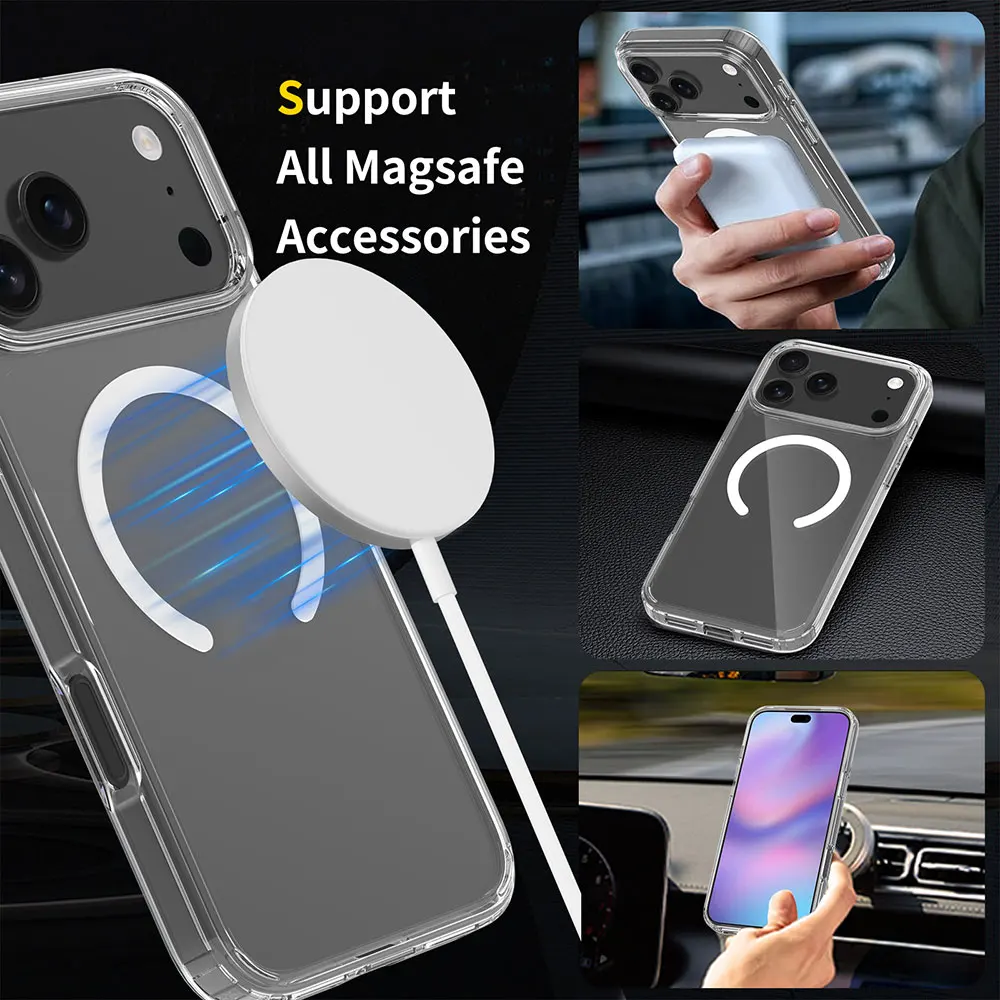 product laudtec oem ultra thin transparent protective case scratch proof crystal clear magnetic phone cover for iphone 17 pro max  16 15-3