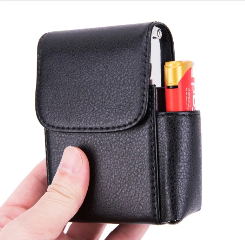 Custom Cool Leather Cigarette Case with Steel Frame Carrying Storage Box for Smoking Pipes and Lighter