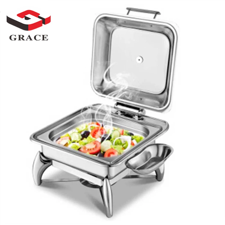 Grace Luxury Modern Glass Lid Cover Brass Buffet Stove For Hotel