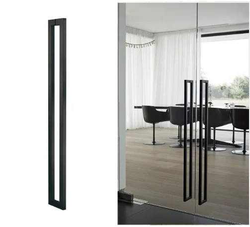 Commercial Modern Square Entry Front Door Long Ladder Door Pull Handle Stainless Steel/Iron Custom Mirror Finish Glass Door