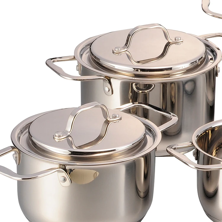 12Pcs Kitchen Ware Stainless Steel Soup Pot Sets Non Stick Cookware Set With Steel Lid factory