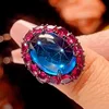 Blue pointed crystal ring-Open Size