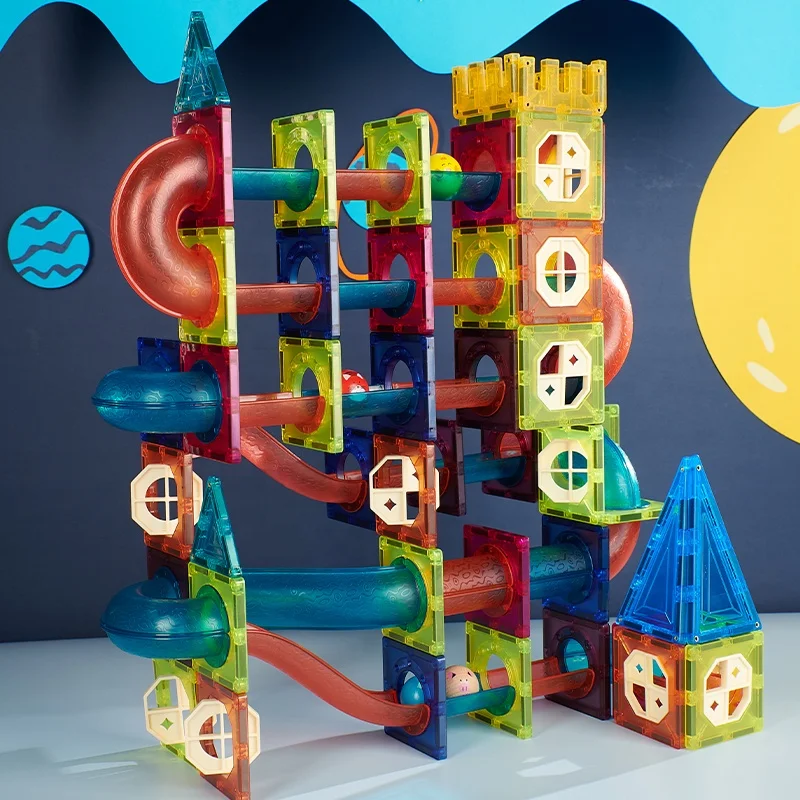 Magic Magnetic Paradise 3D - 110pcs Magnetic Marble Run Tiles