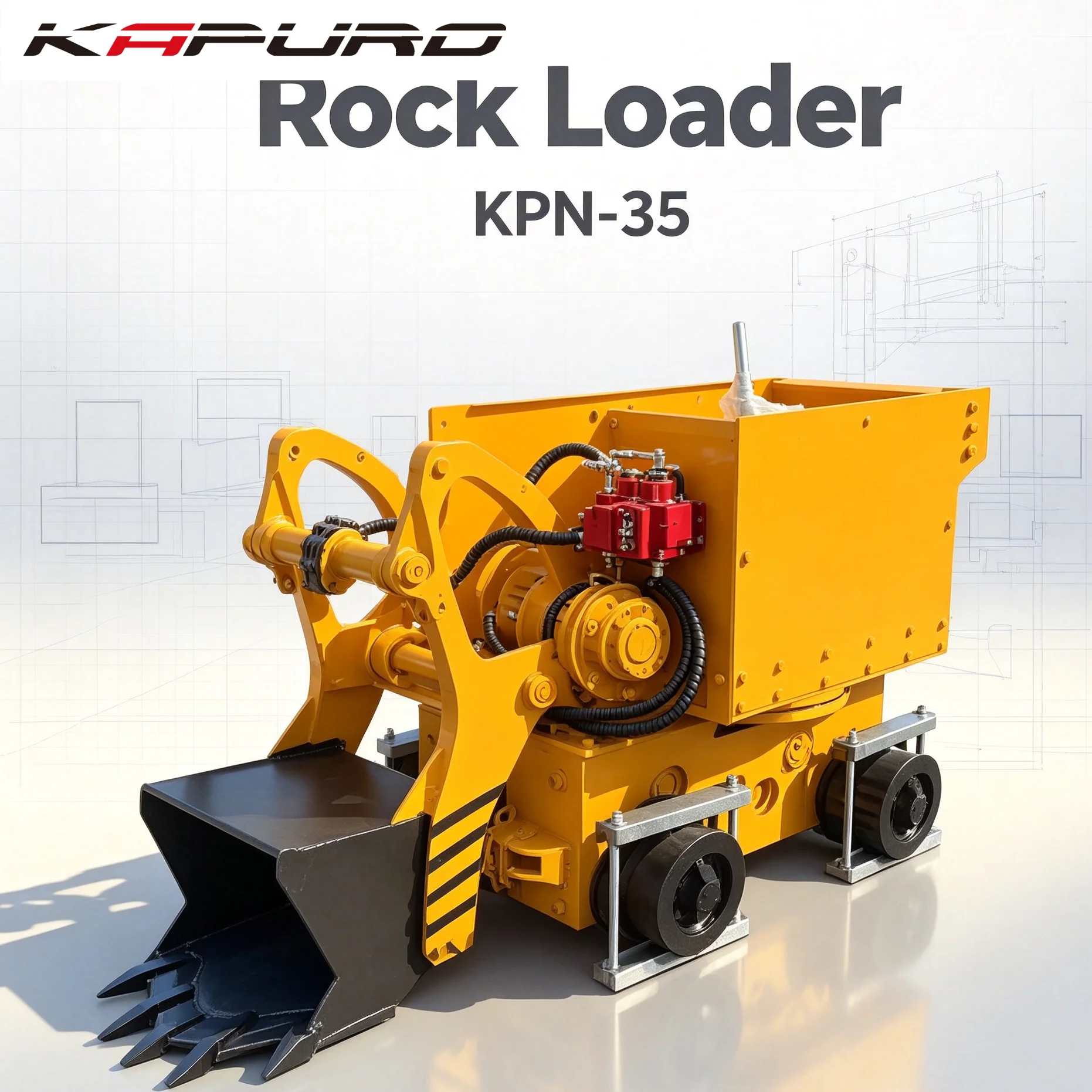 KPN-35 50m³/h Electric Rail-Mounted Rock Shovel Loader 0.35m³ Bucket 1210mm Narrow 600mm Gauge for Tunnel Slag Removal