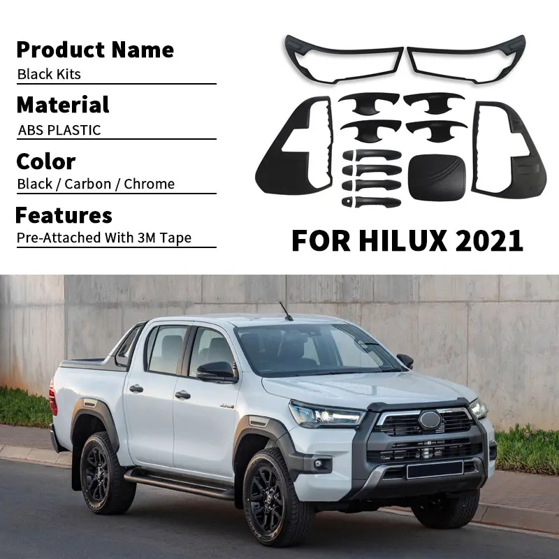 NEW Exterior 4X4 4X2 Accessories ABS Matte Black Kit Full Combo Set Ganish Cover for Toyota Hilux 2021 2022 2023 2024