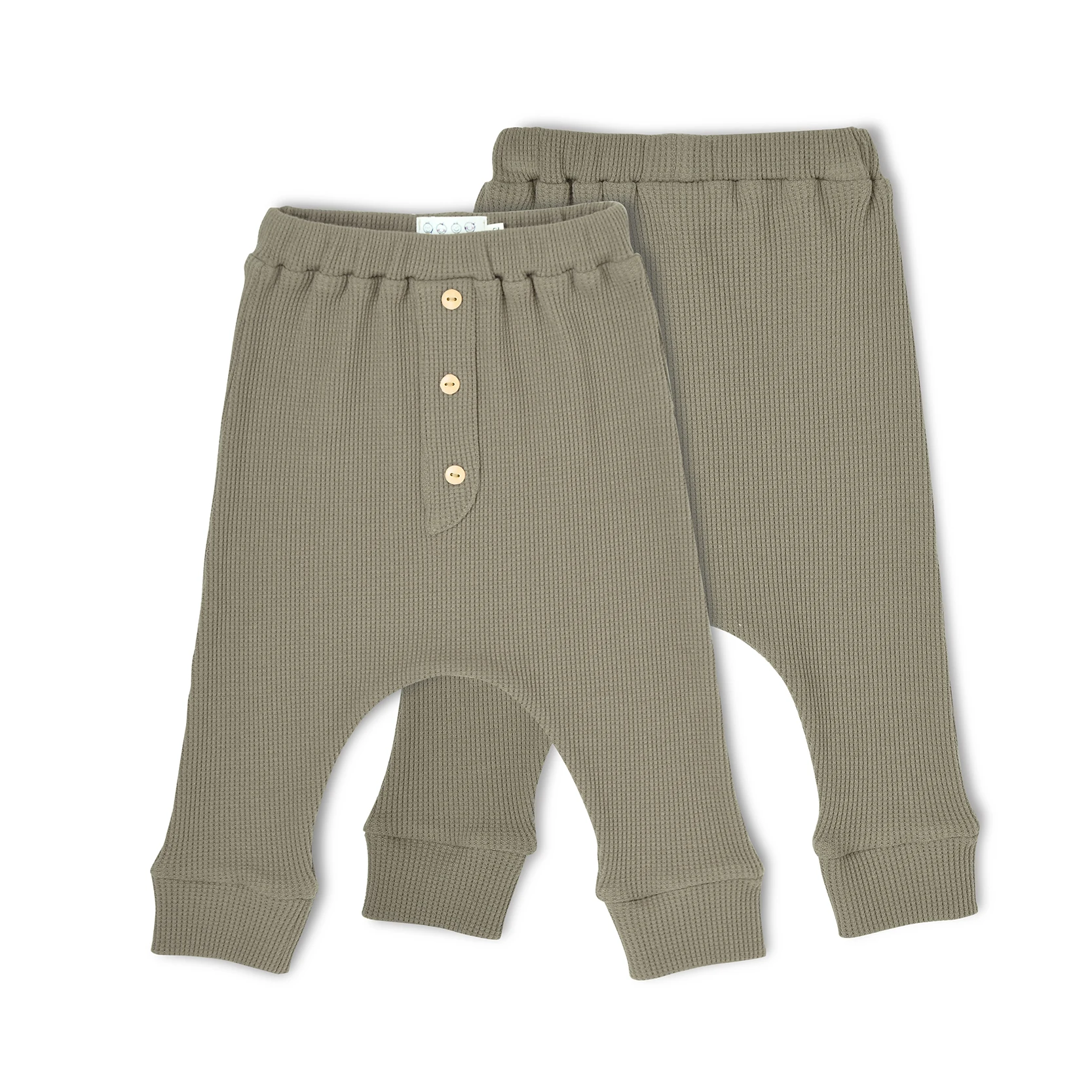Детские шаровары из вафельного хлопка, с деревянными пуговицами