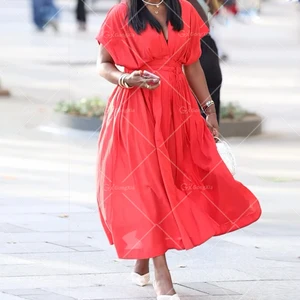 GX5260 Boutique 2026 Fashion Clothing Boutique Women Short Sleeve V-neck Maxi Dress Elegant Casual Lace-up Long Dresses