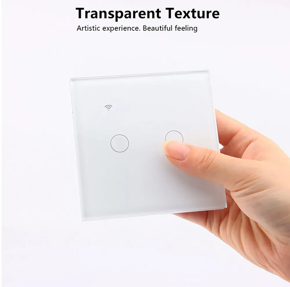 EU Standard Tuya/Smart Life Wifi Smart Light Switch Touch Panel Glass Control Wireless Wall work with Alexa Echo Google Home