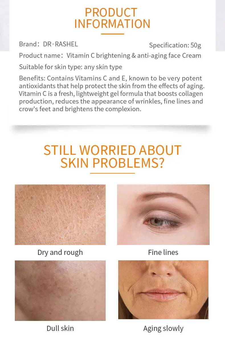 DR RASHEL VC Series Skin Care Whitening Brightening Natural Organic Best Vitamin C Face Cream 50g