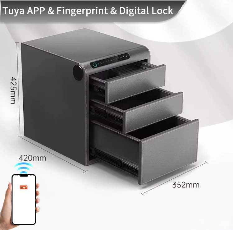 F2-3B CEQSAFE Smart Luxury All-Steel WIFI Smart Safe with Tuya APP and Fingerprint Drawer-Type Features for Home Office Storage