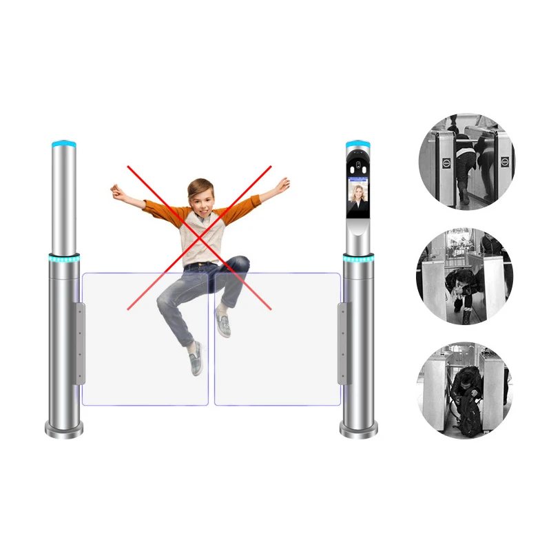 Security System Self Closing Fast lane Swing Barrier Cylindrical Speed Gate for Building