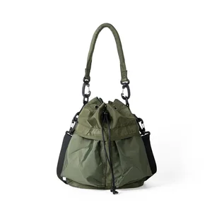 Nylon Fabric Hand Bag Drawstring Design Tote Bag Female Large Capacity Detachable Diagonal Korean Nylon Crossbody Shoulder Bag