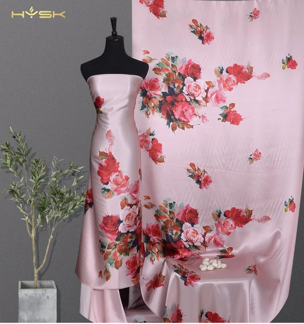 Manufacturer textiles china In Stock High Quality Silk customize unique Floral print Real Silk Satin Fabric For Women Dress