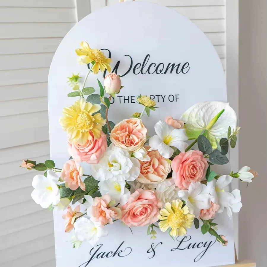 Luxury Style White Plastic Flores Artificial Flowers High Quality Welcome Signs No Electricity Required Wedding Party Decoration - Image 3