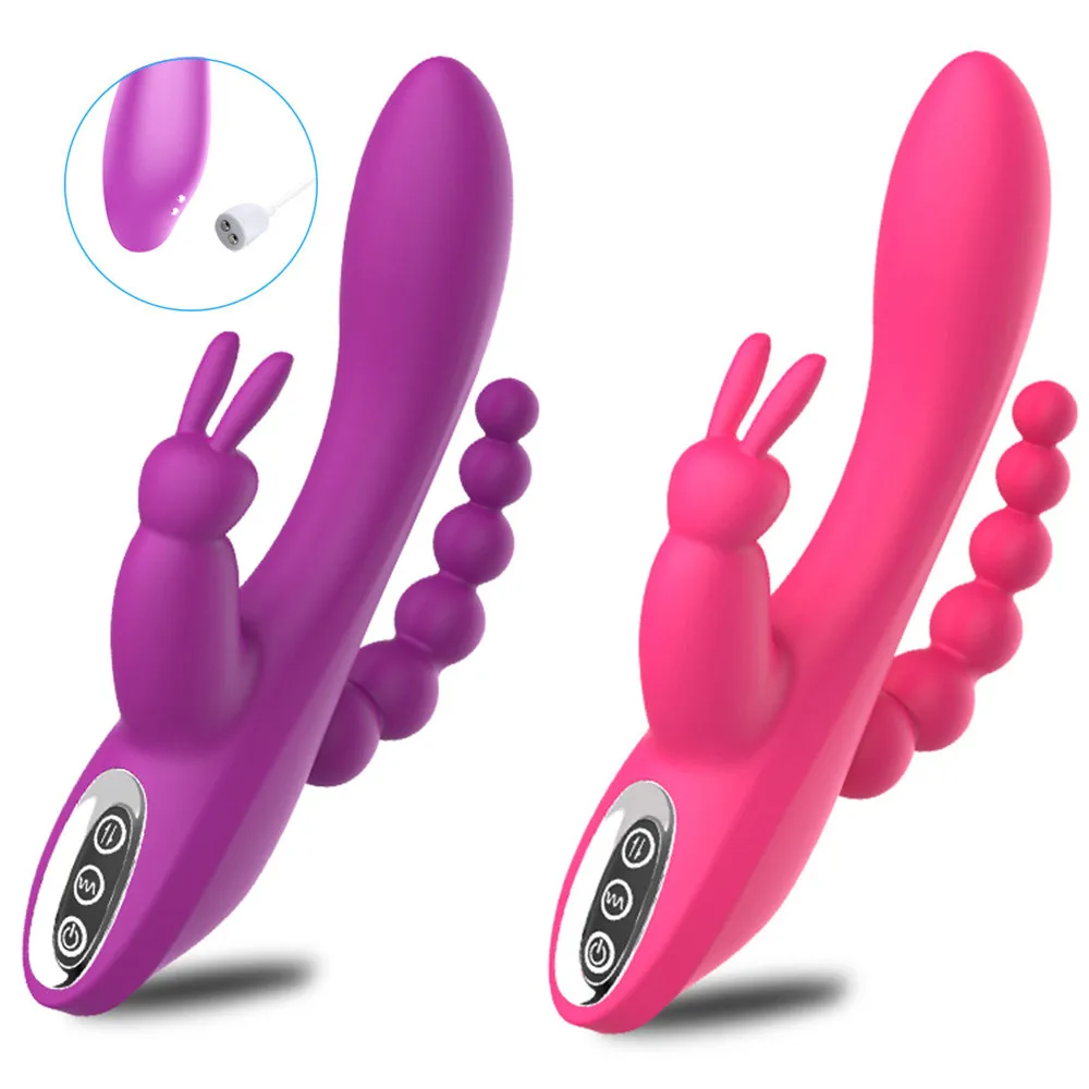 Wholesale 3 in 1 G-Spot Rabbit Anal Dildo Vibrator Adult Sex Toys with 7 Vibrating Modes for Women Adorime Silicone Waterproof Recharged% From m.alibaba picture