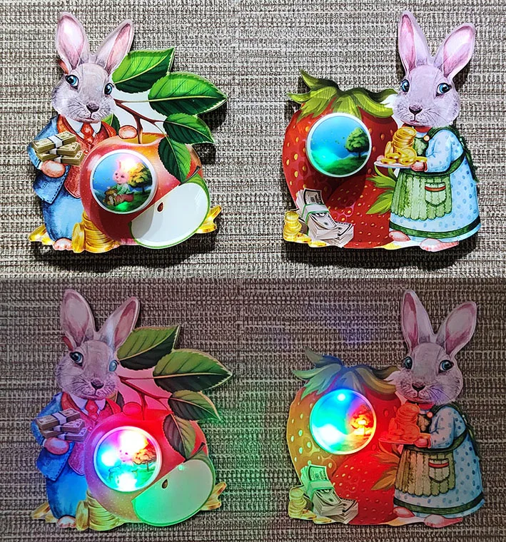 2023 rabbit fridge magnet sticker animal 3D 2D rubber refrigerator magnet with light for home decoration