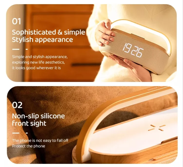 Excellent Technical Wireless Charger With Alarm Clock S29 Wireless Charger  5 in 1 Wireless Charger Station