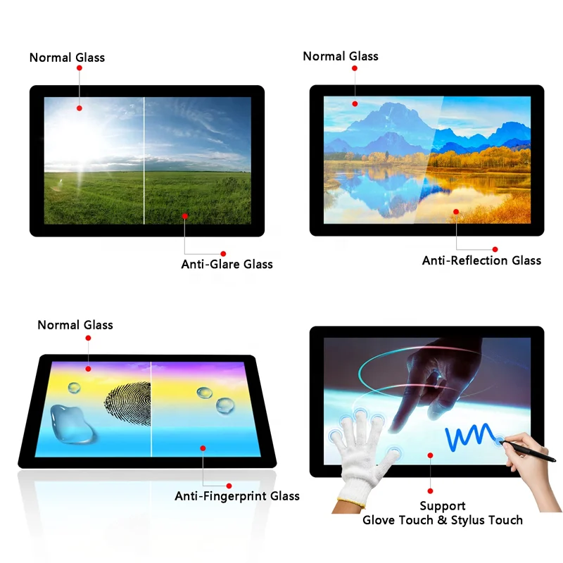 Custom 10.1 Inch Touchscreen CTP Waterproof Glove Stylus Touch Panel AG AR AF Glass Projected Capacitive Multi Touch Screen