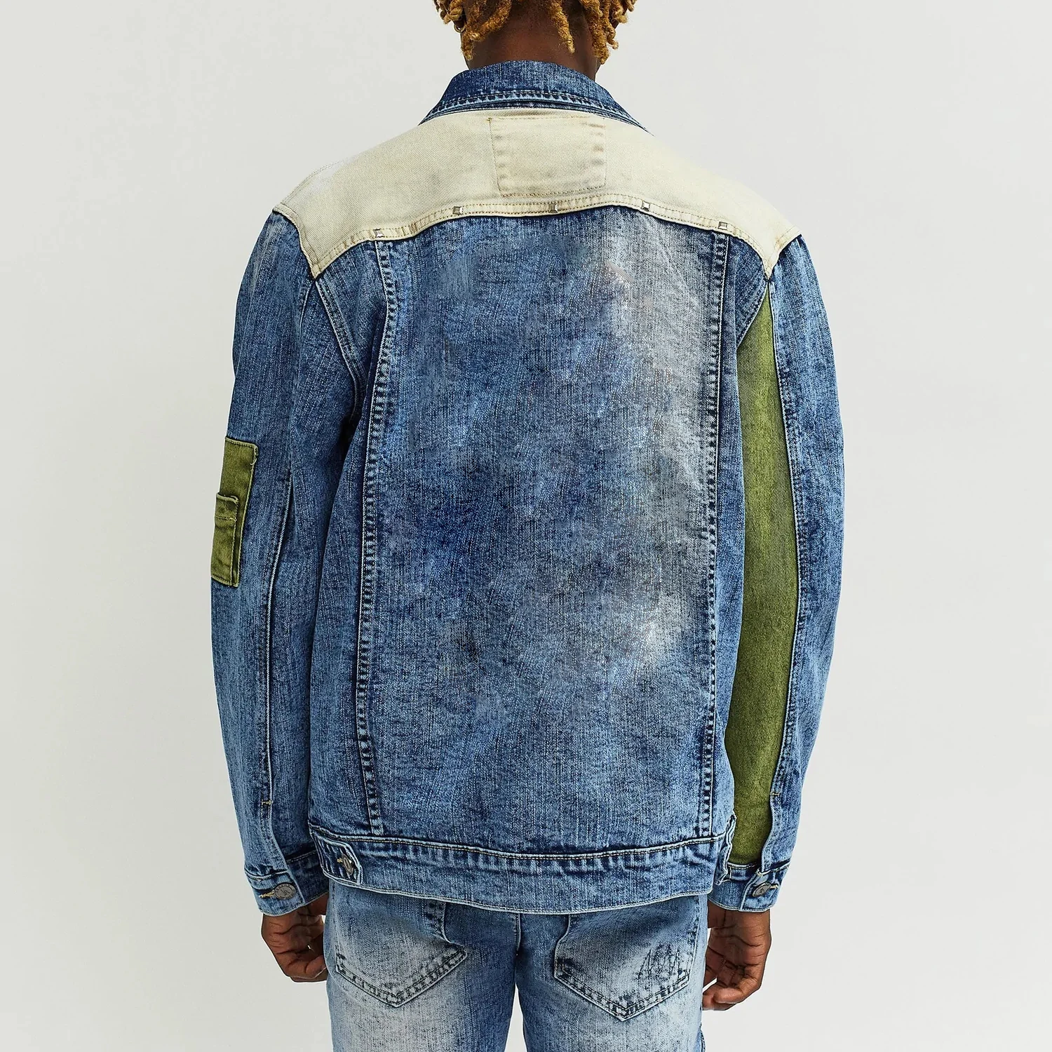 CALEE Patchwork Denim Work Jacket | notforhumans.co.uk