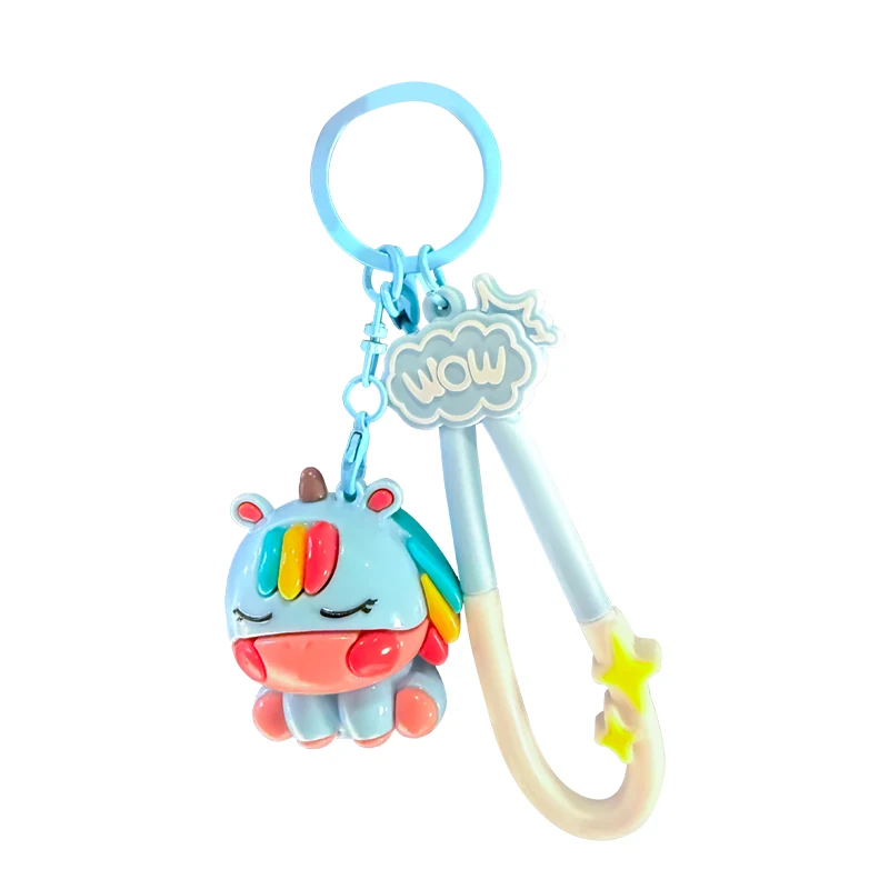 Wholesale PVC electroplating cute pony doll keychain 3D cartoon UV keychain car decoration and holiday promotional gifts