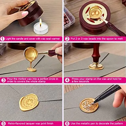 Mango Pattern Wax Seal Stamp - Brass Seal With Wooden Handle For Letters & Invitations