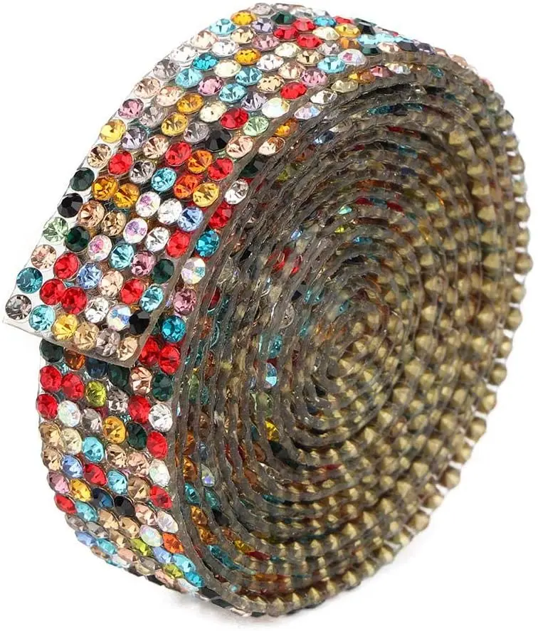 Zelfklevende strass-strips, diamantbling, kristal, lint, sticker, wrap voor knutselen, juwelentape, rol met 2 mm strass-steentjes voor doe-het-zelf auto, telefoon, kerstdecoratie (zilver, 2,75 x 3 m