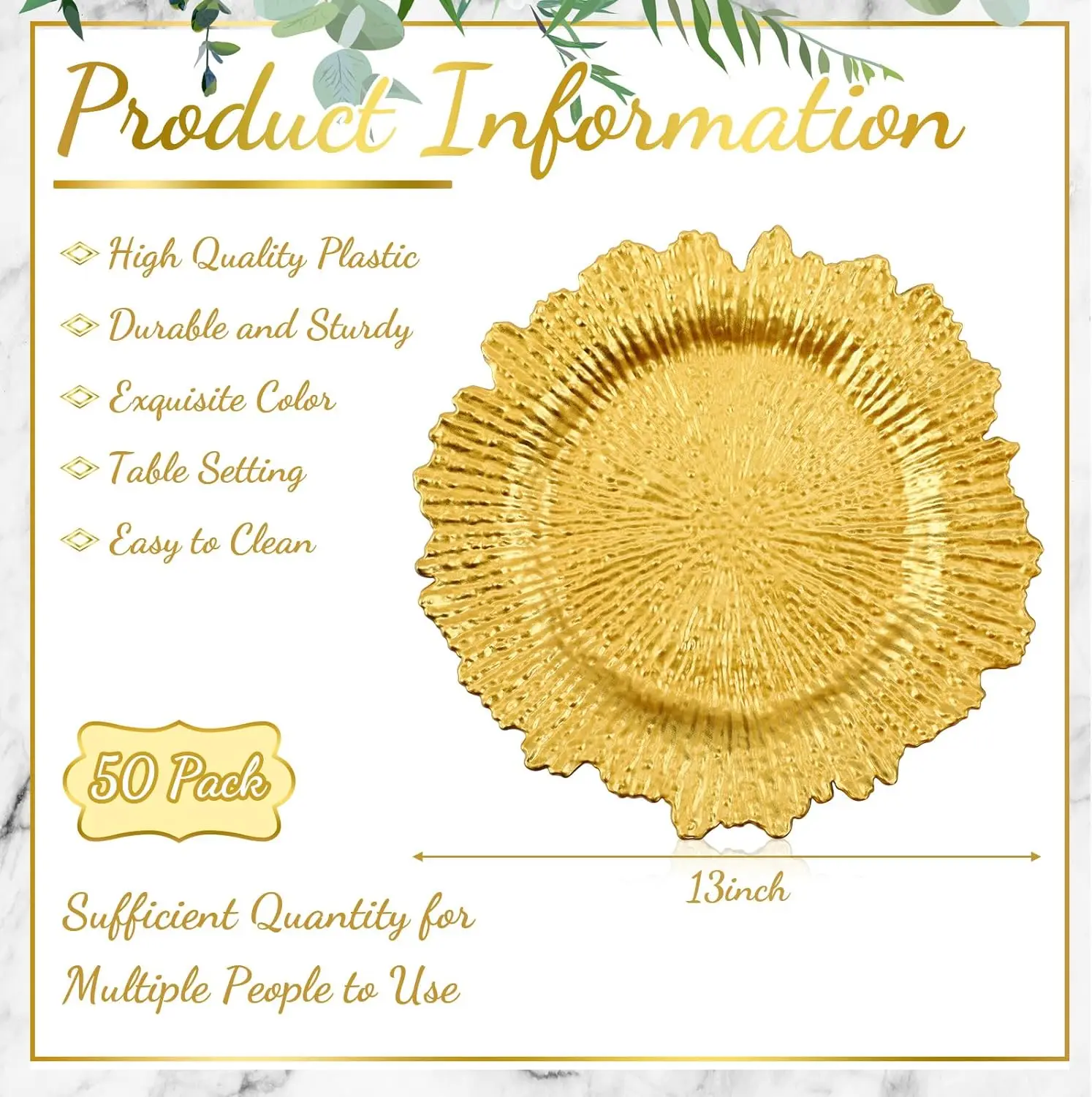 13 Inches Clear Gold Dinner Charger Plates Wholesale Silver Decoration