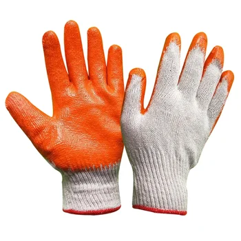 GR4020  7/10 gauge cotton construction work glove non-slip Natural latex coated laboring safety hand gloves