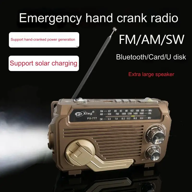 PX-777ラジオAmFmポータブルミュージックプレーヤーハンドシェイク