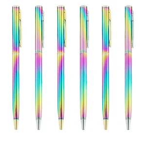 Gradient Electroplated Gold Metal Ballpoint Pen Colorful Wholesale for Hotel Advertising Printable Custom Logo